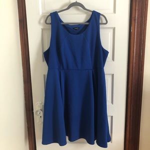 Blue fit and flare dress, size 3x